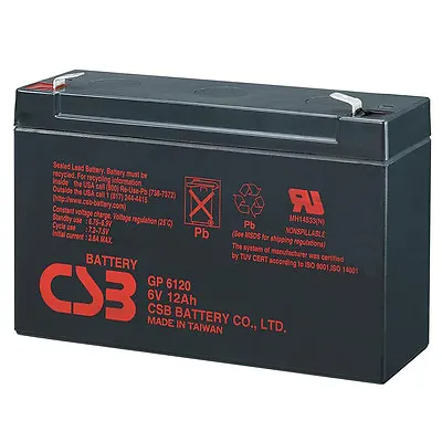 £27.95 • Buy CSB GP 6120 F2 Rechargeable Sealed Lead Acid Battery 6V 12Ah GP6120F2 SLA