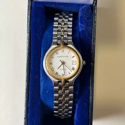 VINTAGE Mappin & Webb Watch 28mm White Dial Stainless Steel Gold Plated Womens • £29.99