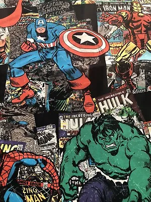 Fabric New Marvel Comic Books 100% Cotton 20”x22” Remnant Hulk Thor Ironman Etc • $9.97