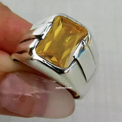 Turkish Handmade Solid 925 Sterling Silver Jewelry Citrine Men's Ring All Size • $40