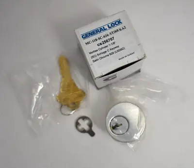 General Lock Mortise Cylinder Schlage C Keyway Satin Chrome 1-1/8  CS256707 • $15.99