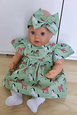 £8.99 • Buy Baby Annabell Or 18 To 20 Inch Dolls 3 Piece Green Horses Dress Set (55)
