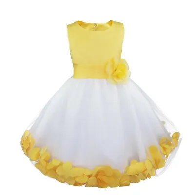 Baby Flower Girls Dress Princess Bridesmaid Communion Wedding Formal Petals Gown • £14.81