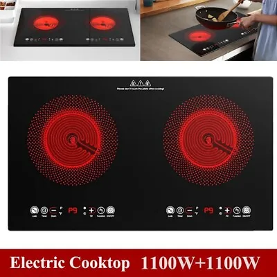 Electric Radiant Cooktop 2 Burner Drop-In Electric Stove Top Touch Screen 110V • $142.49