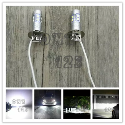 H3 LED Fog Light Bulbs Conversion Kit Super Bright Canbus 6000K White 55W • $14.99