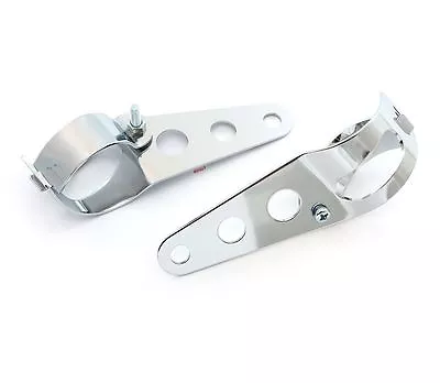 Chrome Universal Motorcycle Headlight Brackets - Fits 38mm - 50mm Fork Tubes • $14.95