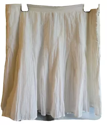 J. Jill  White Petite Crinkle Pleated A Line Cotton Silk Blend Lined Skirt Sz10P • $16.99