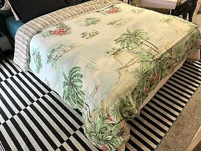 Vintage KING Hawaiian Tiki Themed Quilted Comforter  • $150