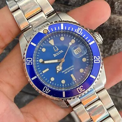 RARE Bulova Diver Profesional Blue Dial Quartz Movement VIntage Men Watch • $578.36