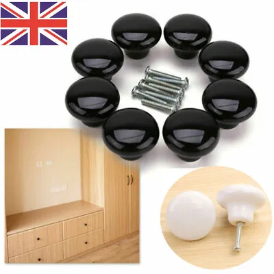 Round Ceramic Door Knobs Kitchen Cabinet Cupboard Drawer Furniture Pull Handle • £3.79