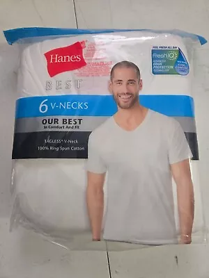 Hanes Best Men's V-Necks Tagless Undershirt Underwear T Shirt Tee White 6 Pack • $18