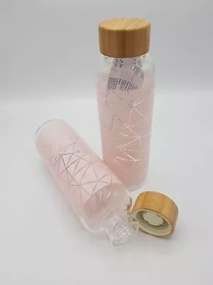 £9.98 • Buy 2 X Glass Water Bottle 500ml Bamboo Lid Gym Drinking Bottle