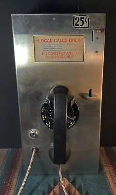 VTG Stainless Steel Rotary-Dial Pay Phone Comes With Upper Keys. Old Bar Phone • $110