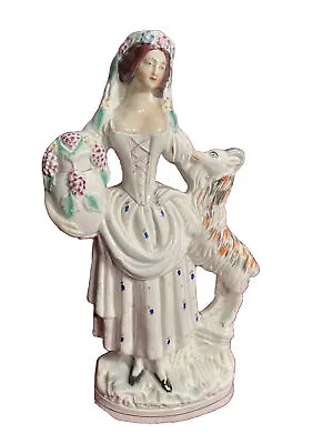 Antique Staffordshire Figure Woman With Grapes & Goat Flatback C 1850 • $156