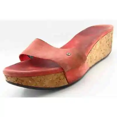 UGG Australia Slides Pink Leather Women Shoes Size 6 Medium • $12.99
