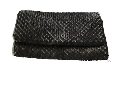 Vintage Black Beaded Wallet Snap Closure Zipper Pouch Geometric Design Ladies... • $16