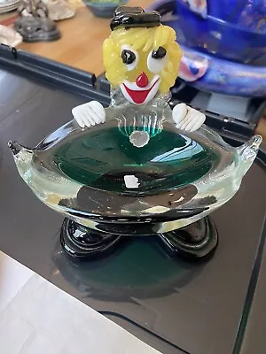 Vintage Murano Clown Art Glass Figurine With Bowl • £30