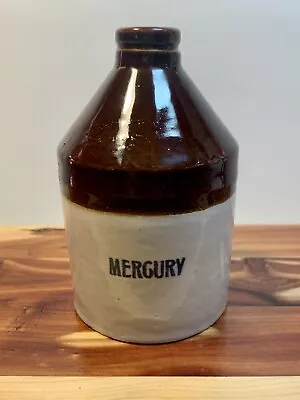 Vintage Mercury Apothecary/Medical 5  Stoneware Jug/Jar Brown 2 Tone- #5 • $19.99