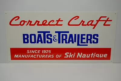 CORRECT CRAFT BOATS & TRAILERS SIGN STEEL Marine Gas Oil 36  WIDE X 17  HIGH  • $375