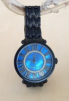 Judith Ripka  London  Blue Mother Of Pearl Black Stainless Bracelet Watch 6 3/4  • $99