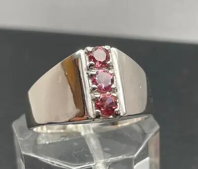 .545 Ct Neon Rubelite Pink Tourmaline .925 Sterling Silver Mens Ring Sz 10 • $58