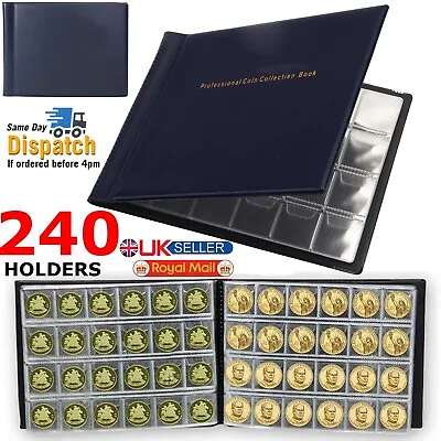240 Coin Storage Book Album Holder Folder Coins Case Money Penny Collection Uk • £4.95