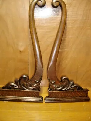 Antique ~  Salvage ~ Pair Oak Mirror Arms With Applied Carving -  #4125 • $89.99