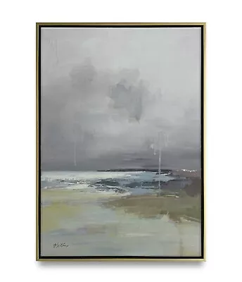 Hungryartist -Original Painting Of Marsh River View On Canvas 24x36 Framed • $389