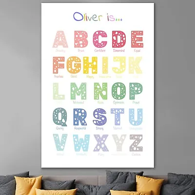 Personalised Positive Affirmation Alphabet Rainbow Kids Child School Poster • £5.85