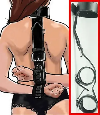 Fixed Neck Collar To Wrist Cuffs Bondage Body Harness Handcuffs Restraints BDSM • $10.89
