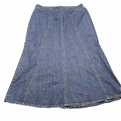 Talbots Denim Jean Skirt Women's Sz 16 Long Stretch Godet Style • $19.97