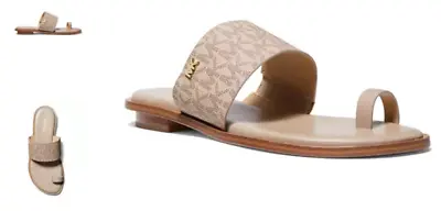 Michael Kors August Flat Sandal Truffle Logo Leather Women's Sizes 5-11!!! • $89.95