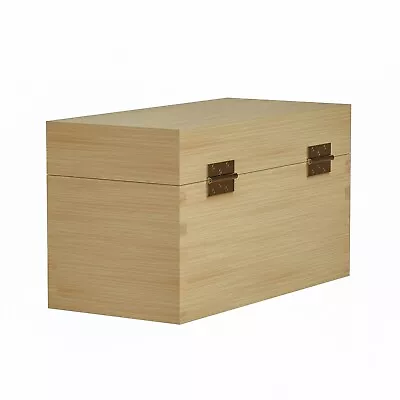 Bamboo Wooden Box With Hinged Lid For Crafts DIY Storage Jewelry Trinkets Box • $13.49