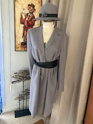 Nwt Cinziaerre Cinzia Rocca Elegant Wool Gabardine Swing Coat Made In Italy 7/8 • $199