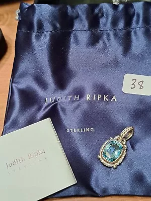 Vintage Beautiful Judith Ripka Sterling Blue Topaz Pendant • $75