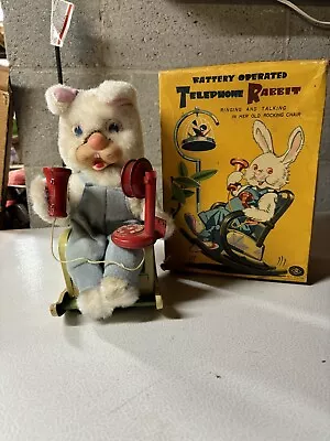 Vintage 1950's Modern Toys Japan Telephone Rabbit Tin Litho Battery Toy W/ Box • $89.99