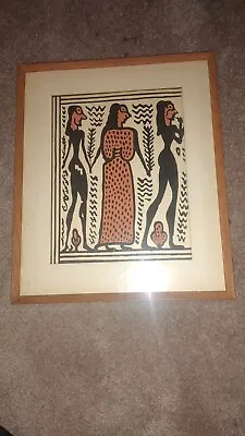 African Mud Cloth Painting Senufo Korhogo Primitive Art Tapestry Textile 16x14  • $85