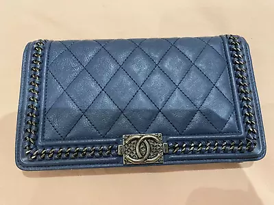 Stunning Steel Blue Ladies CHANEL Wallet 18x10cm Almost Perfect CONDITION • $680