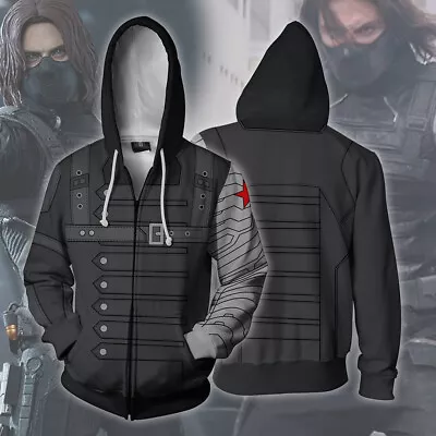 Winter Soldier Bucky Barnes Hoodie Superheros Cosplay Jacket Casual Sweatshirt • $46.60