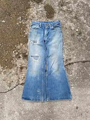 True Vintage 1970's Wrangler Bell Bottom Flare Denim Jeans 26 • $58.52