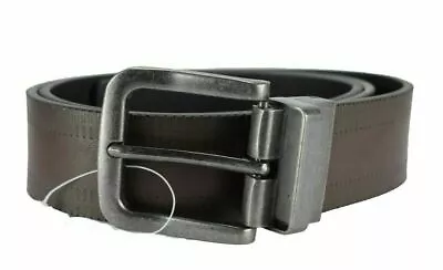 Gents Milano 1.1/2  2 Tone Leather Finish Belts Reversible Belt Gun Metal Buckle • £6.99