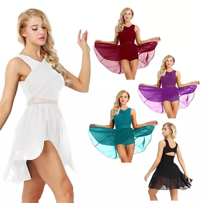 Women's Ladies Lyrical Dance Costume Dress Ballet Latin Gymnastic Leotard Skirt • £6.43