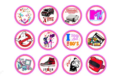 80s CupCake Toppers Pre Cut - Retro Cupcake Toppers With 2 Styles To Choose From • £4.95