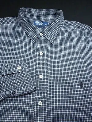 Polo Ralph Lauren Button Flannel Shirt -2xlt Tall 2xl Gray Blue White Check Pony • $9.99