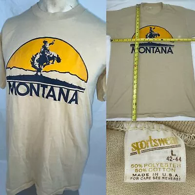 VTG 70s 80s Mens Large Montana Bronco Cowboy Rugged Brother SHIRT • $38