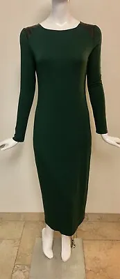 Vince Camuto Long Sleeve Hunter Green Pencil Stretch Long Dress Size S • $39.99