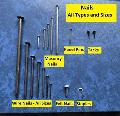 NAILS Staples Tacks Pins Masonry & Concrete - All Types Quantities & Sizes • £0.99