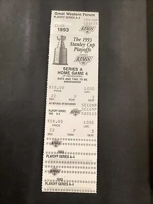 1993 Stanley Cup Playoffs LA Los Angeles Kings Series A Hm Gm 4 Hockey Ticket • $9.99