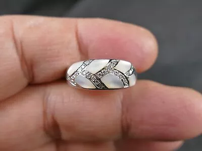 Kabana 14k White Gold Diamonds Mop Inlay Cocktail Ring 7.2 Gms  Tucson Estate • $1399.99