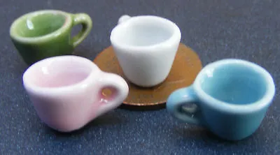 2 Ceramic Coffee Cups Tumdee 1:12 Scale Dolls House Miniature Kitchen Drink • $1.99